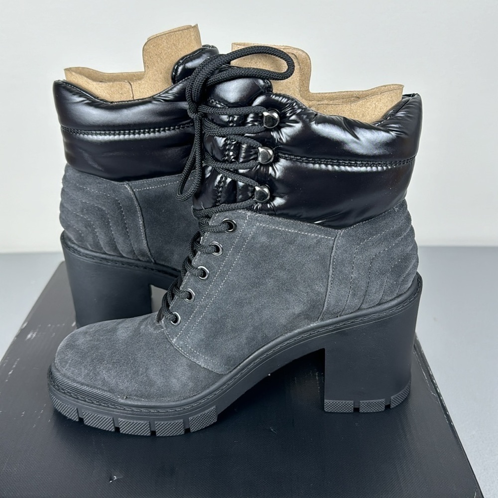 Marc Fisher LTD Velima Mixed Media Heeled Boot. Dark Gray. - Picture 6 of 13